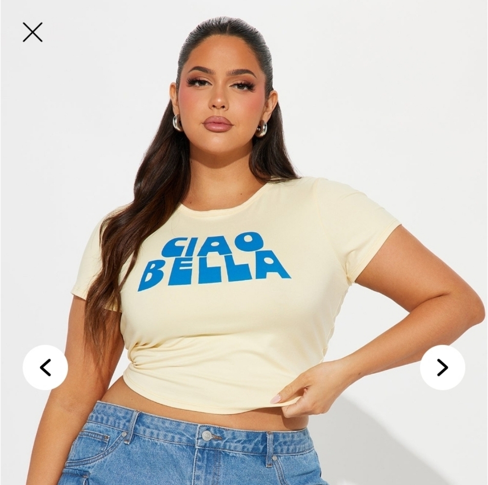 Fashion Nova Blue Crop T-Shirt Fitted Style